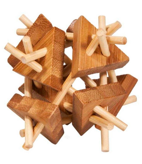 Imagine Joc logic IQ din lemn bambus Sticks&triangles