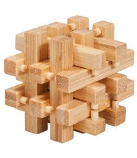 Imagine Joc logic IQ din lemn bambus in cutie metalica-2
