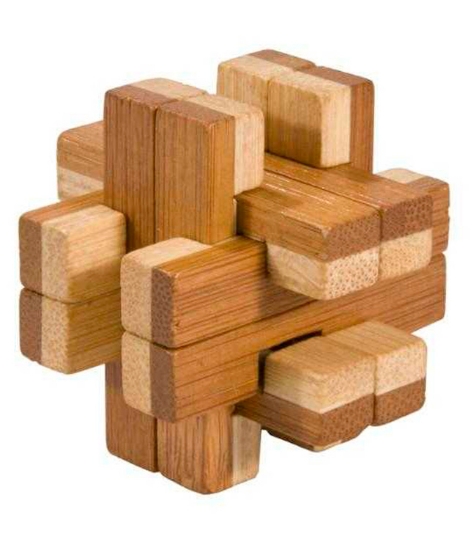 Imagine Joc logic IQ din lemn bambus in cutie metalica-8