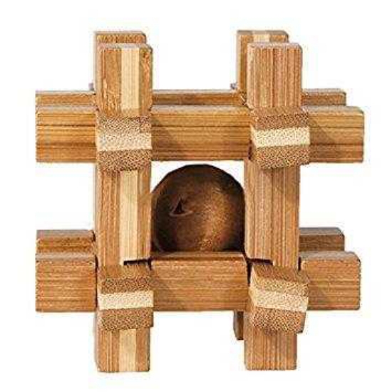 Imagine Joc logic IQ din lemn de bambus Box with ball