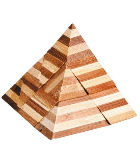 Imagine Joc logic IQ din lemn bambus 3D Pyramid