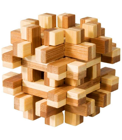 Imagine Joc logic IQ din lemn bambus Magic blocks puzzle 3d