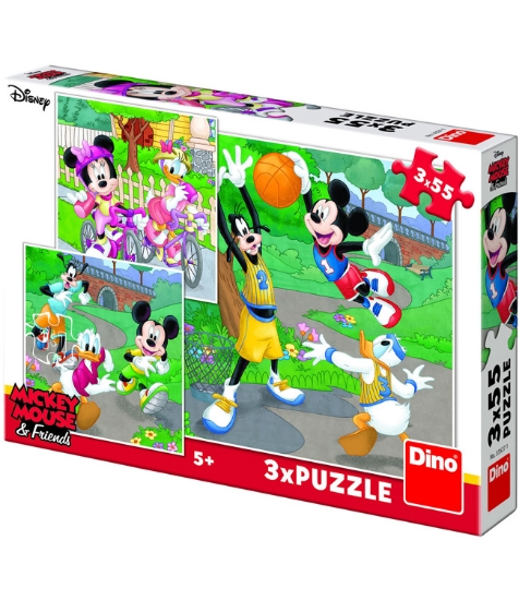 Imagine Puzzle 3 in 1 - Mickey si Minnie sportivii (55 piese)