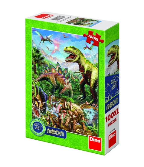 Imagine Puzzle XL - Lumea dinozaurilor neon (100 piese)