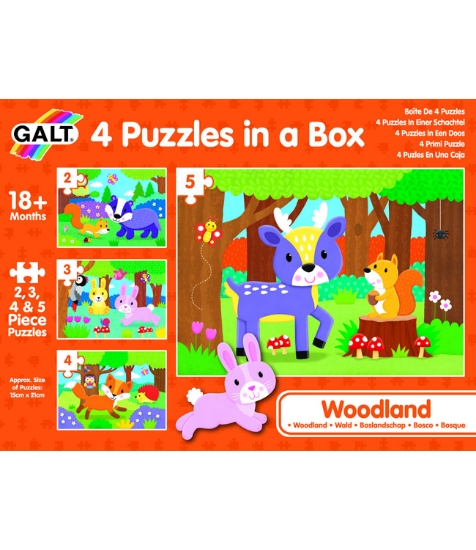 Imagine Set 4 puzzle-uri - Animalute din padure (2, 3, 4, 5 piese)