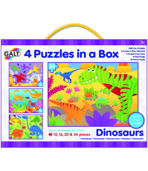 Imagine Set 4 puzzle-uri Dinozauri (12, 16, 20, 24 piese)