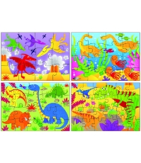 Imagine Set 4 puzzle-uri Dinozauri (12, 16, 20, 24 piese)