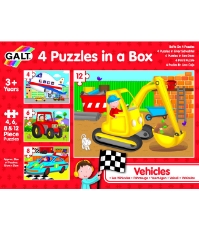 Imagine Set 4 puzzle-uri Vehicule (4, 6, 8, 12 piese)