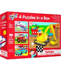 Imagine Set 4 puzzle-uri Vehicule (4, 6, 8, 12 piese)