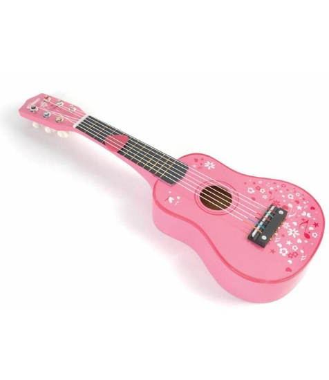 Imagine Chitara din lemn pentru copii - Roz