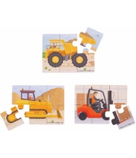 Imagine Set 3 puzzle din lemn - Vehicule pentru constructii