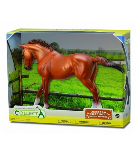 Imagine Figurina in cutie Iapa Thoroughbred Chestnut pictata manual WB