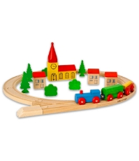 Imagine Trenulet cu sina din lemn in galetusa