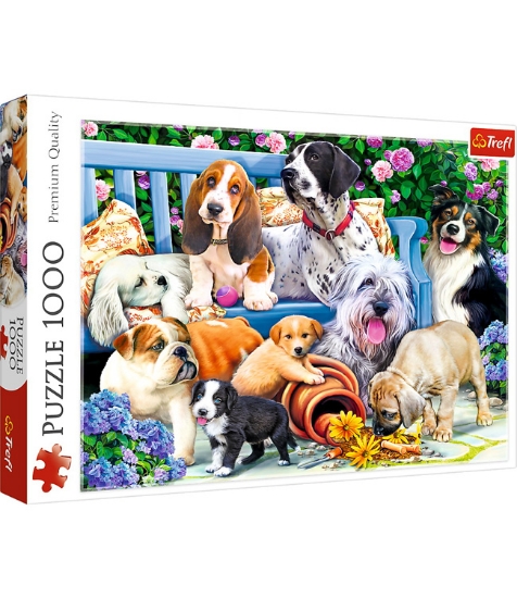 Imagine Puzzle Trefl 1000 Caini in Gradina