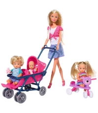 Imagine Set papusa Steffi cu 3 bebelusi si accesorii