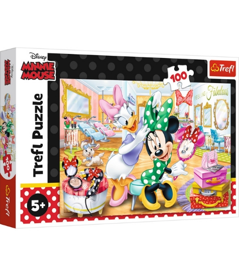 Imagine Puzzle Trefl 100 Minnie la Salonul de Infrumusetare