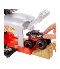 Imagine Hot Wheels lansator Monter Truck Craniul cu doua masinute