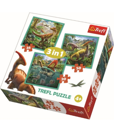 Imagine Puzzle Trefl 3In1 Lumea Extraordinara a Dinozaurilor