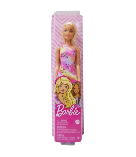 Imagine Papusa Barbie cu parul Blond cu rochita Inflorata