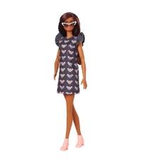 Imagine Papusa Barbie Fashionista Bruneta cu rochita Mouse Print