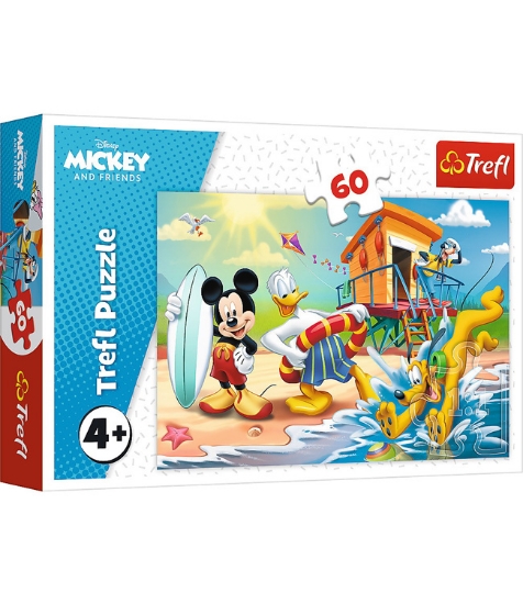 Imagine Puzzle Trefl 60 Distractie pe Plaja cu Mickey Mouse