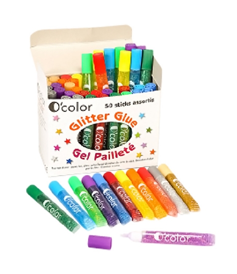 Imagine Set 50 flacoane lipici glitter in 12 culori asortate