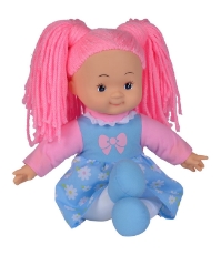 Imagine Papusa Flower Dolly din  materilal textil 38cm  cu parul roz