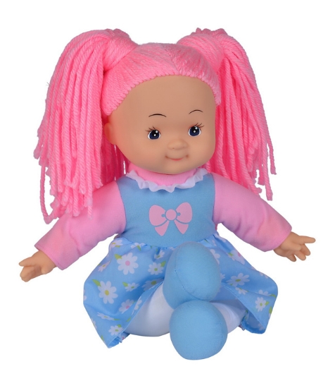 Imagine Papusa Flower Dolly din  materilal textil 38cm  cu parul roz