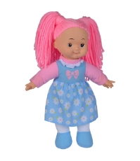 Imagine Papusa Flower Dolly din  materilal textil 38cm  cu parul roz