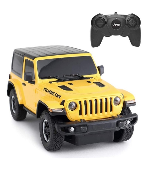Imagine Masina cu telecomanda Jeep Wrangler Rubicon galben cu scara 1 La 24