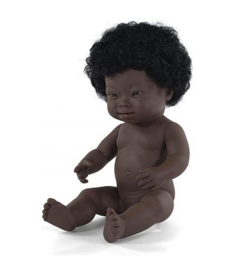 Imagine Papusa educationala 38 cm Fetita Africana cu Sindrom Down
