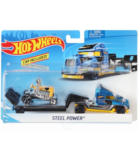 Imagine Set camion si masina sport Hot Wheels Steel Power