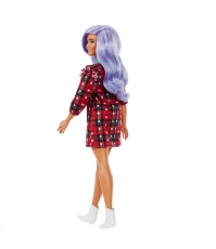 Imagine Papusa Barbie Fashionista cu parul mov si rochita cu stelute
