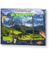 Imagine Kit pictura pe numere Priveliste alpina in St. Magdalena, 3 Tablouri