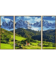 Imagine Kit pictura pe numere Priveliste alpina in St. Magdalena, 3 Tablouri