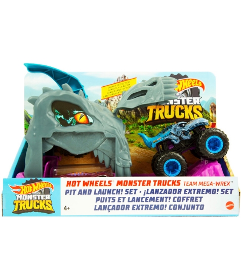 Imagine Hot Wheels lansator Monster Truck team Mega Wrex cu 2 masinute