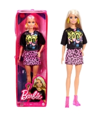 Imagine Papusa Barbie Fashionista blonda cu tinuta de vara rock