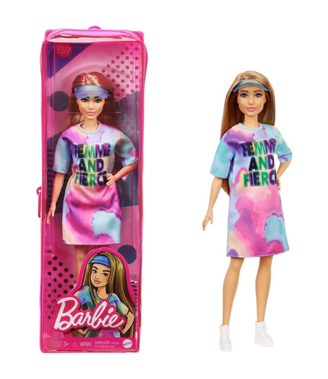 Imagine Papusa Barbie Fashionista cu parul blond si Rochita Sport