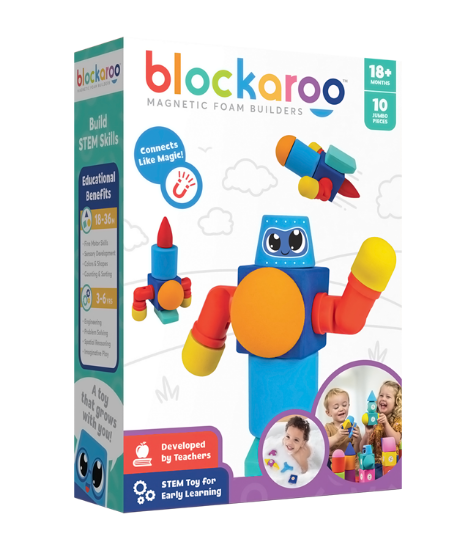 Imagine Set cuburi din spuma cu magnet Blockaroo, Robot 10 piese