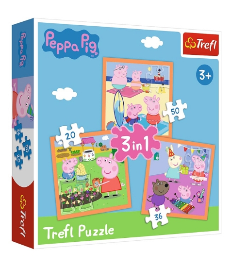Imagine Puzzle Trefl 3 in 1, Inventiva Peppa Pig