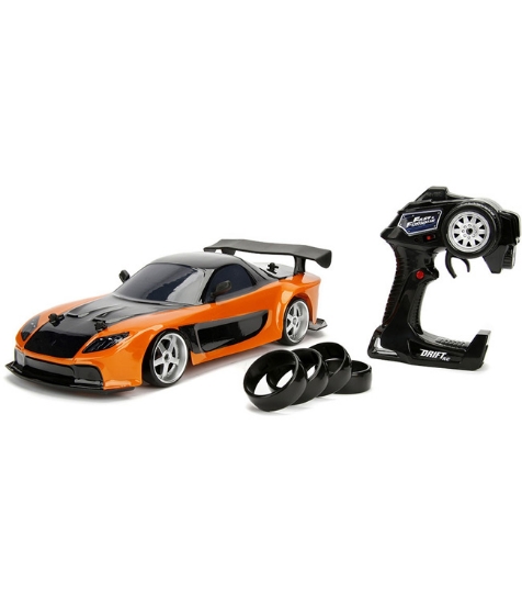 Imagine Masina Jada Toys Fast and Furious Mazda RX-7 Drift cu anvelope si telecomanda