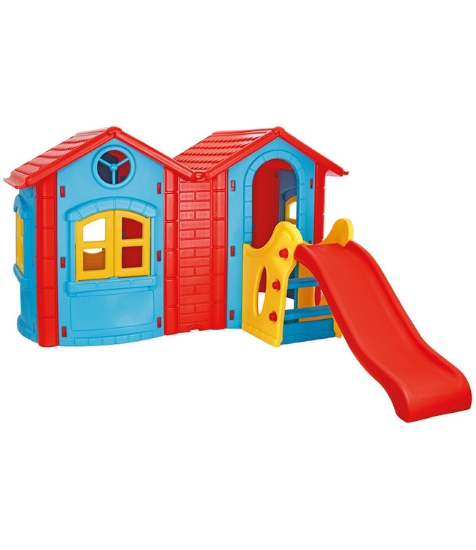 Imagine Casuta cu tobogan pentru copii Double Happy House blue