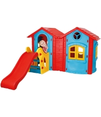 Imagine Casuta cu tobogan pentru copii Double Happy House blue