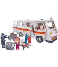 Imagine Masina Masha and the Bear Ambulance cu accesorii