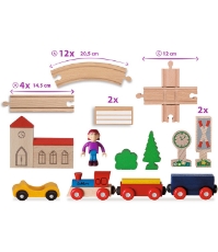 Imagine Set din lemn Tren cu sina in forma 8 si accesorii