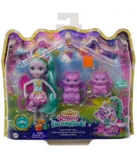 Imagine Papusa Enchantimals Deanna Dragon Family cu 3 figurine si accesorii