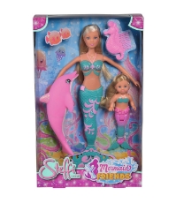 Imagine Set Steffi Love Mermaid Friends papusa 29 cm, papusa 12 cm, delfin si accesorii