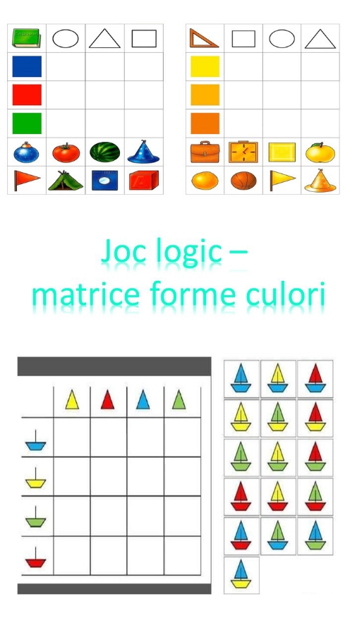 Fise de activitati - Joc de logica-matrice cu forme si culori (partea 1)