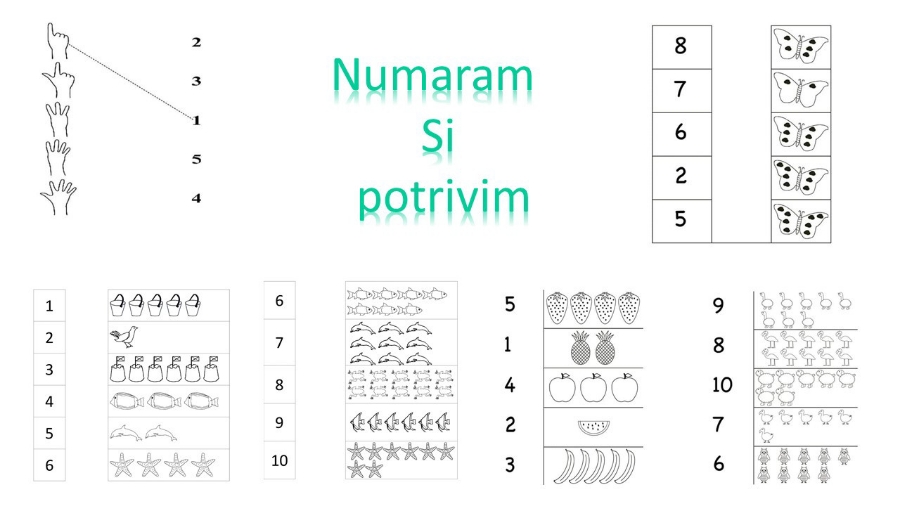 Fise de activitati 2-3 ani -  Joc de numarat si potrivit