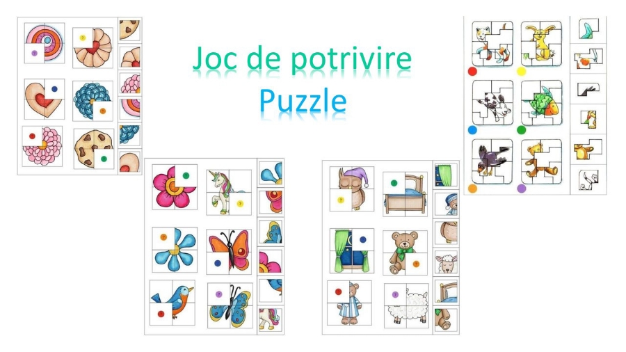 Fise de activitati (2-3 ani) cu jocuri de potrivit de tip puzzle